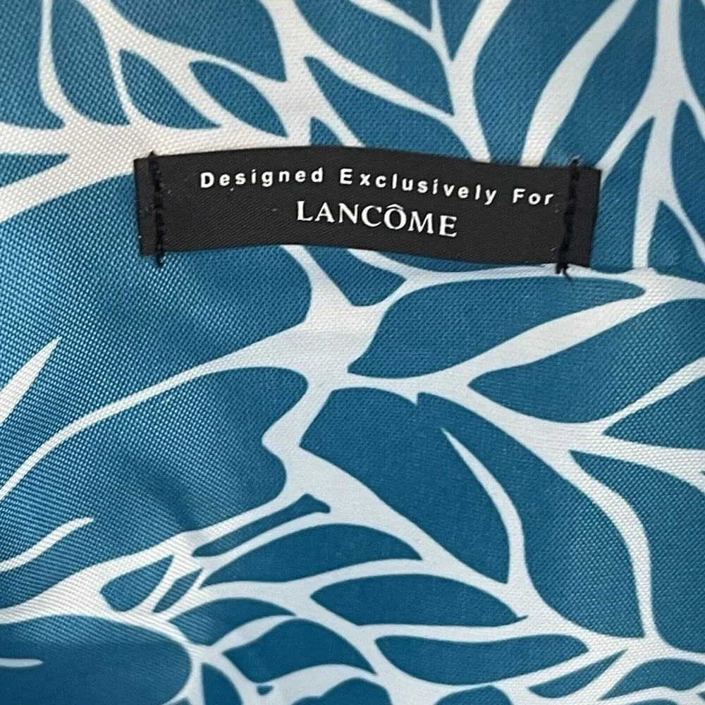 Lancome (Paris) Large Tote Bag Blue  Beach Boho Coastal Grandma Shoulder Purse